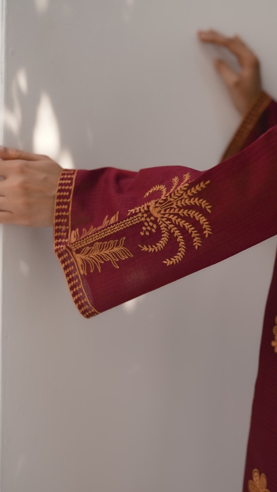 Maroon Embroidery Cotton Slub 2PC Suit