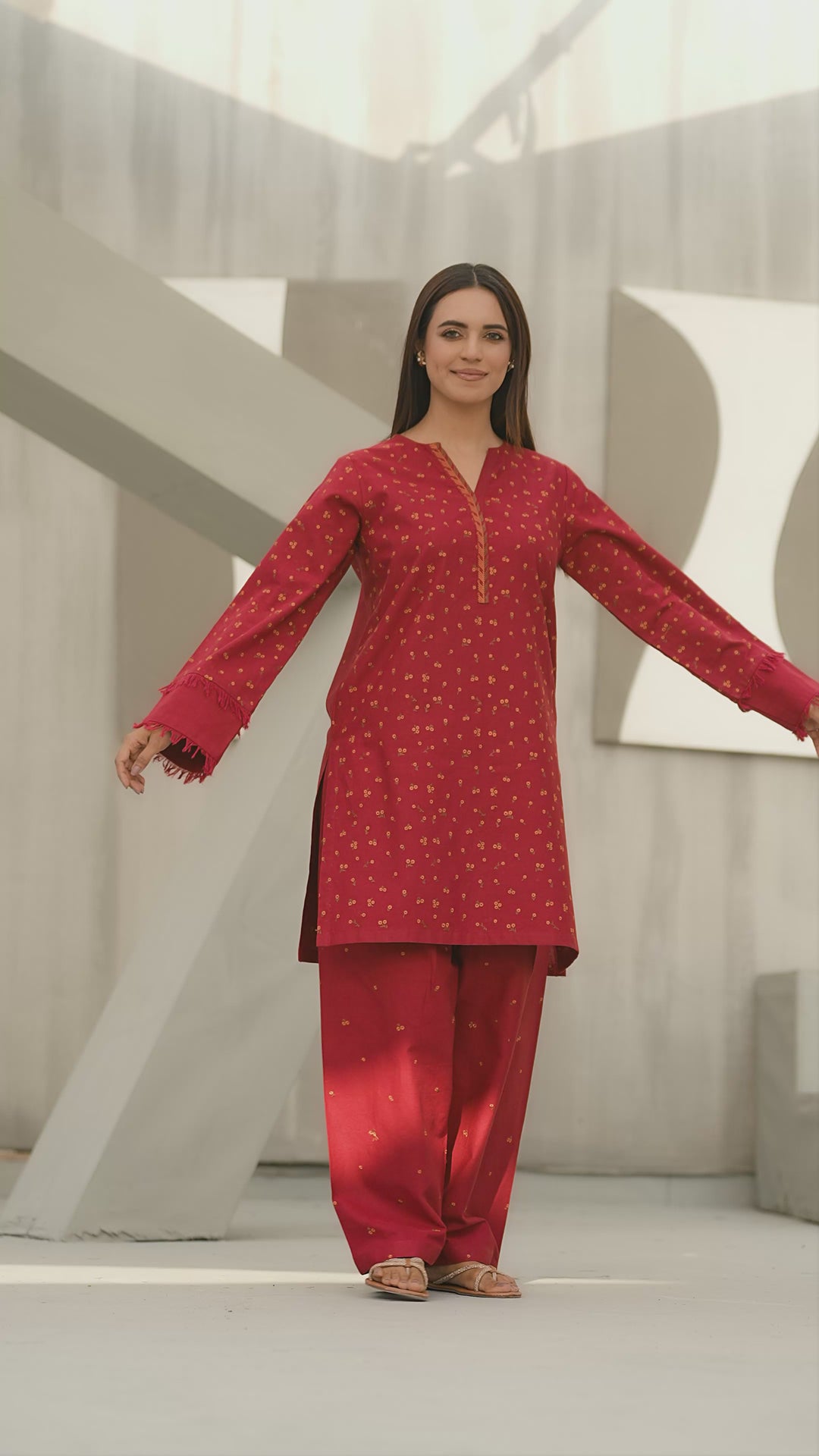 Maroon Embroidered khaddar 2pc