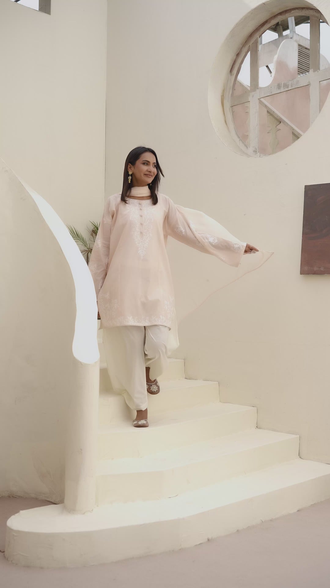 Peach Aari Embroidered 3 pc