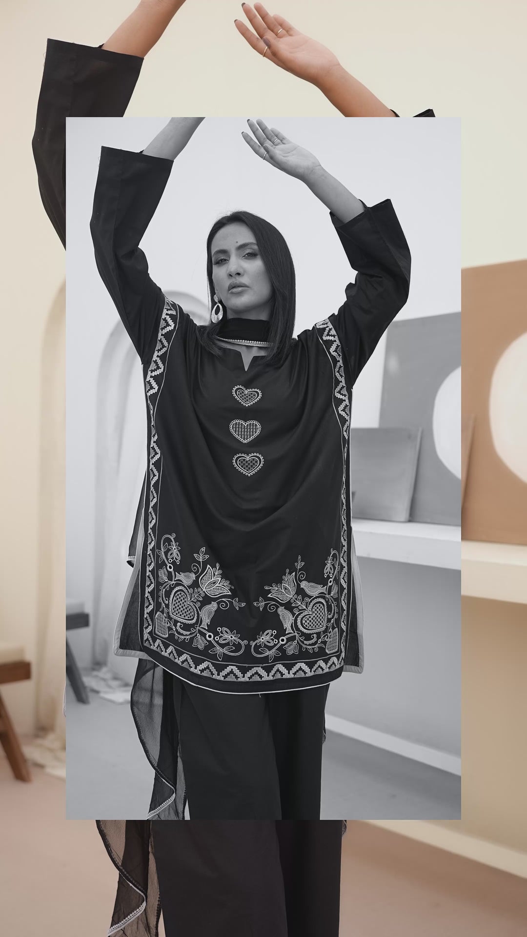 Black Embroidered 3pc