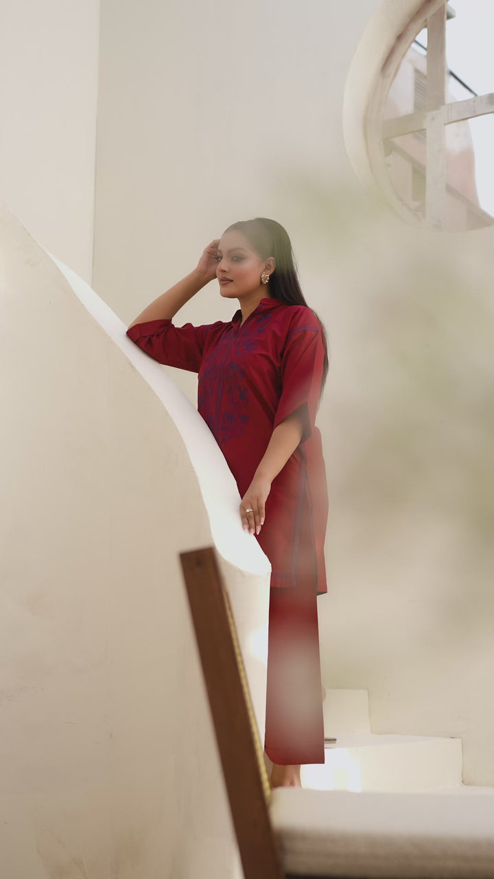 Maroon Embroidered 2pc