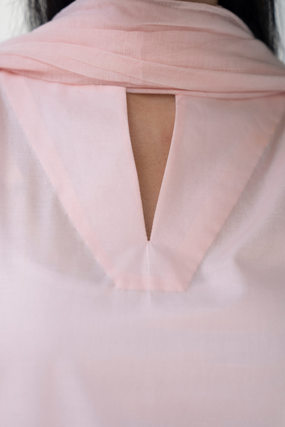 Peach Plain Cotton Embroidery 3PC Suit