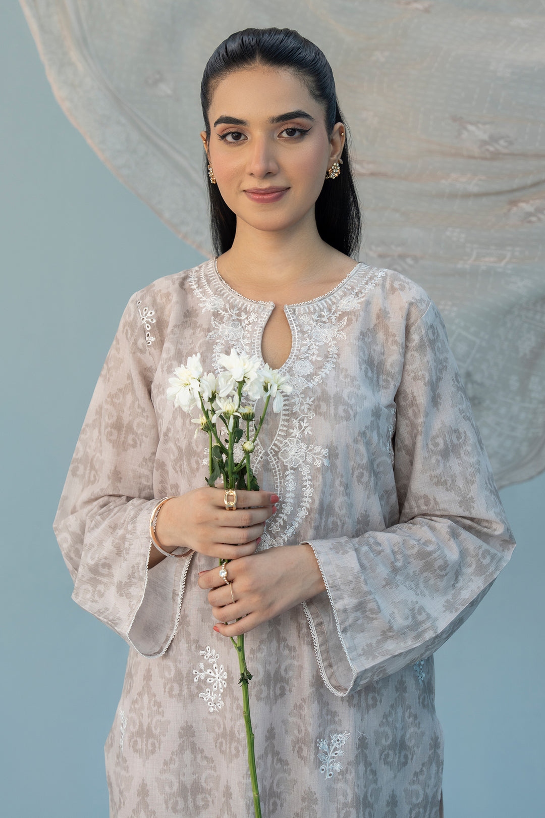 Grey Chikankari Suit 3PC Suit