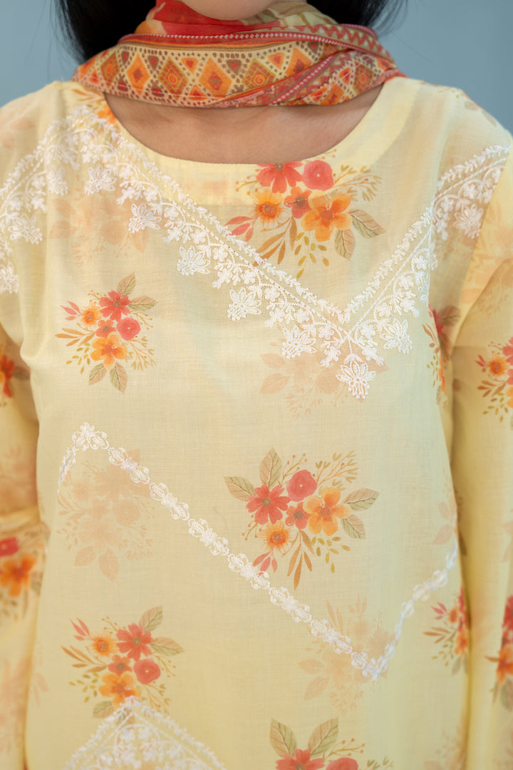 Yellow Chikankari Suit 3PC Suit