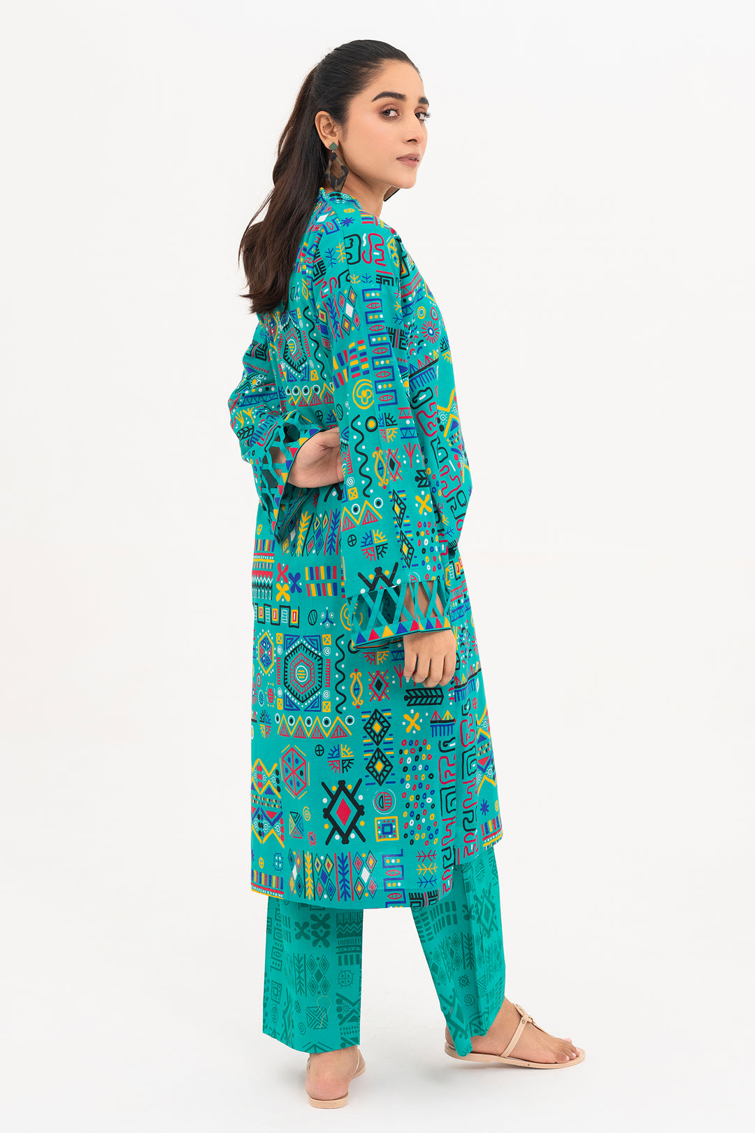 Turquoise Printed Ready to Wear - SH0286