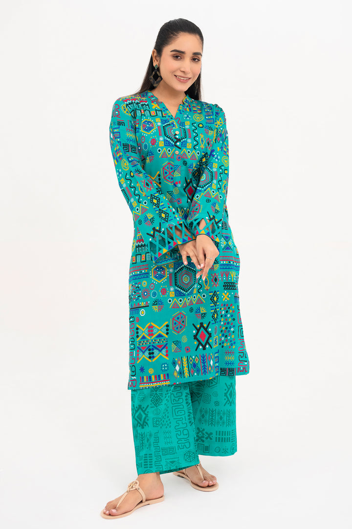 Turquoise Printed Ready to Wear - SH0286