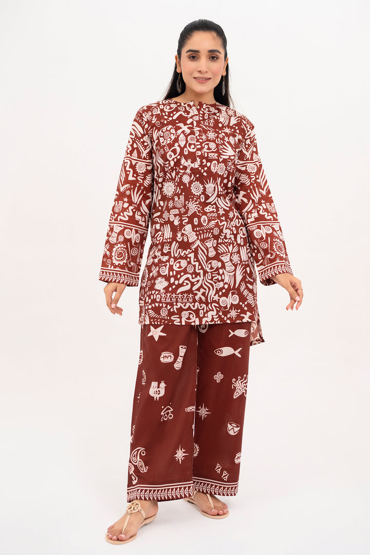 Burgundy Printed Ready to Wear - SH0269