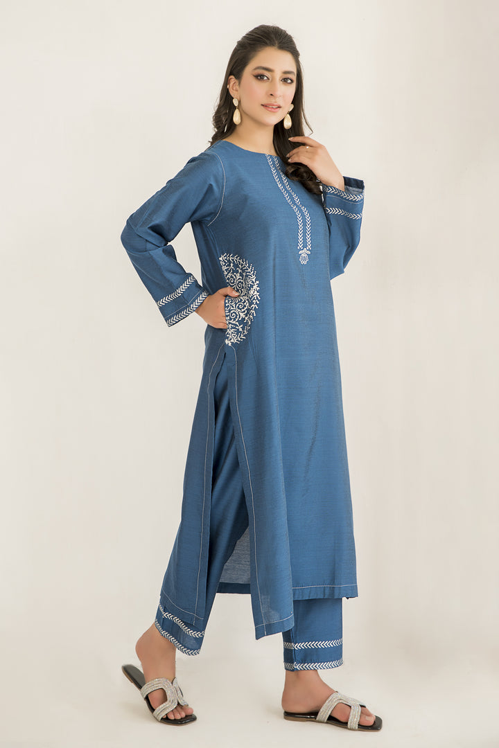 Blue Block print Ready To Wear Shirt Trouser - SH0271