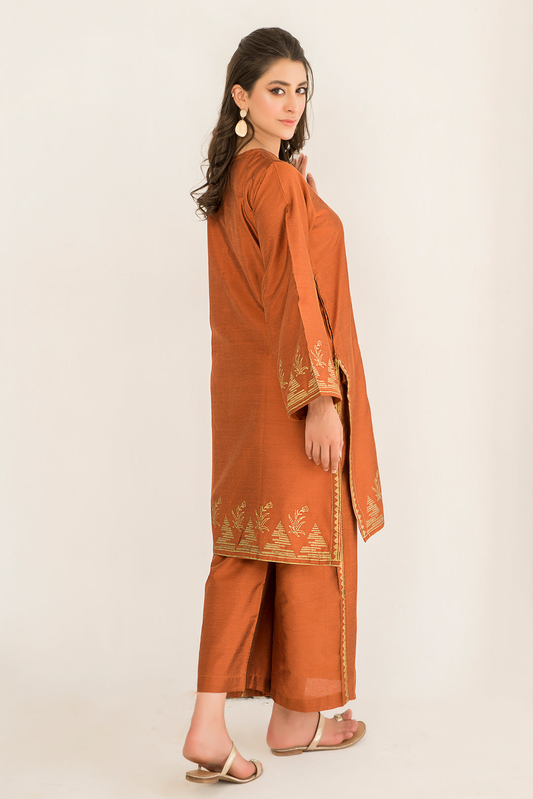 Copper Block print Ready To Wear Shirt Trouser - SH0273