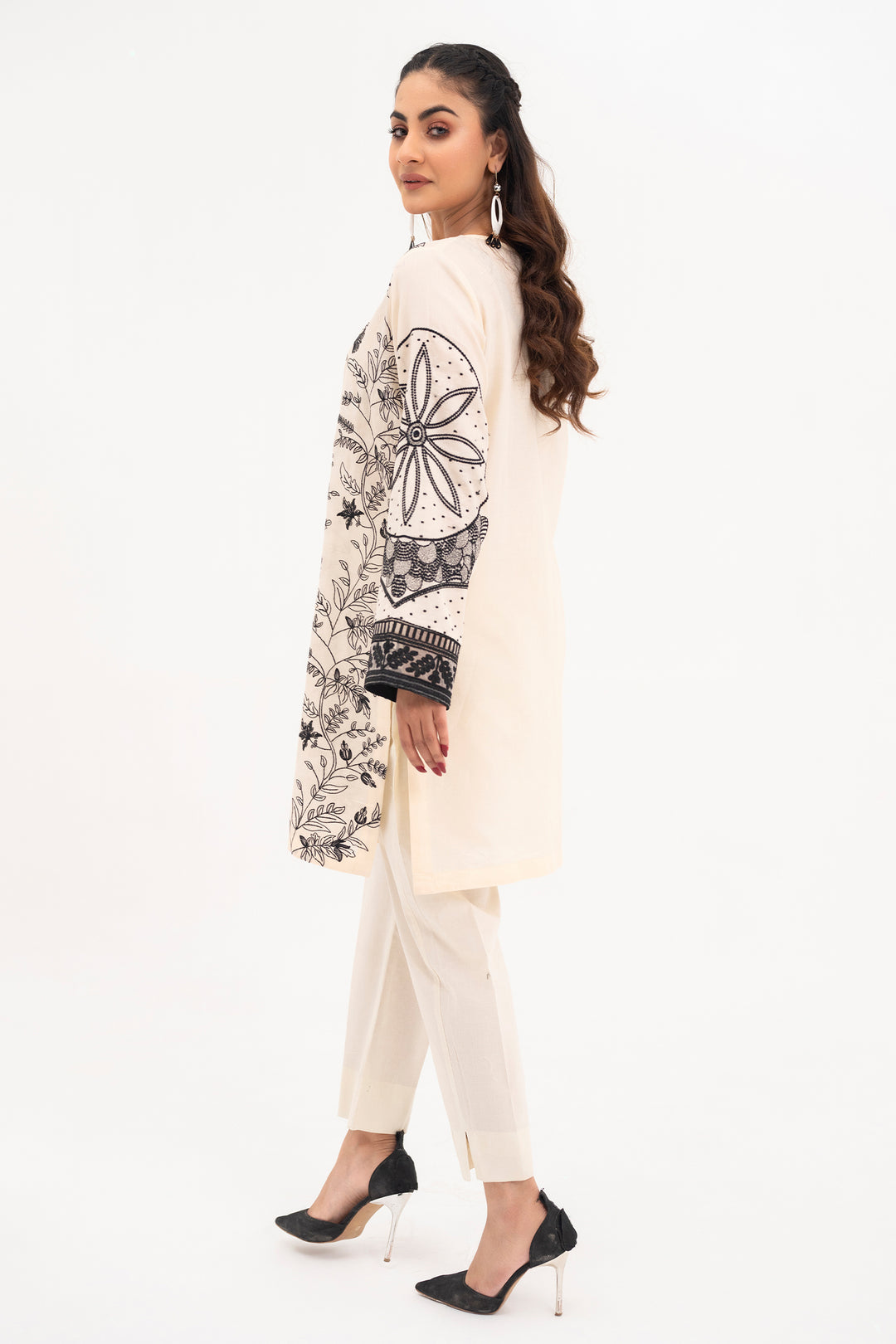 Ivory Embroidered  Ready To Wear Shirt Trouser - SH0099