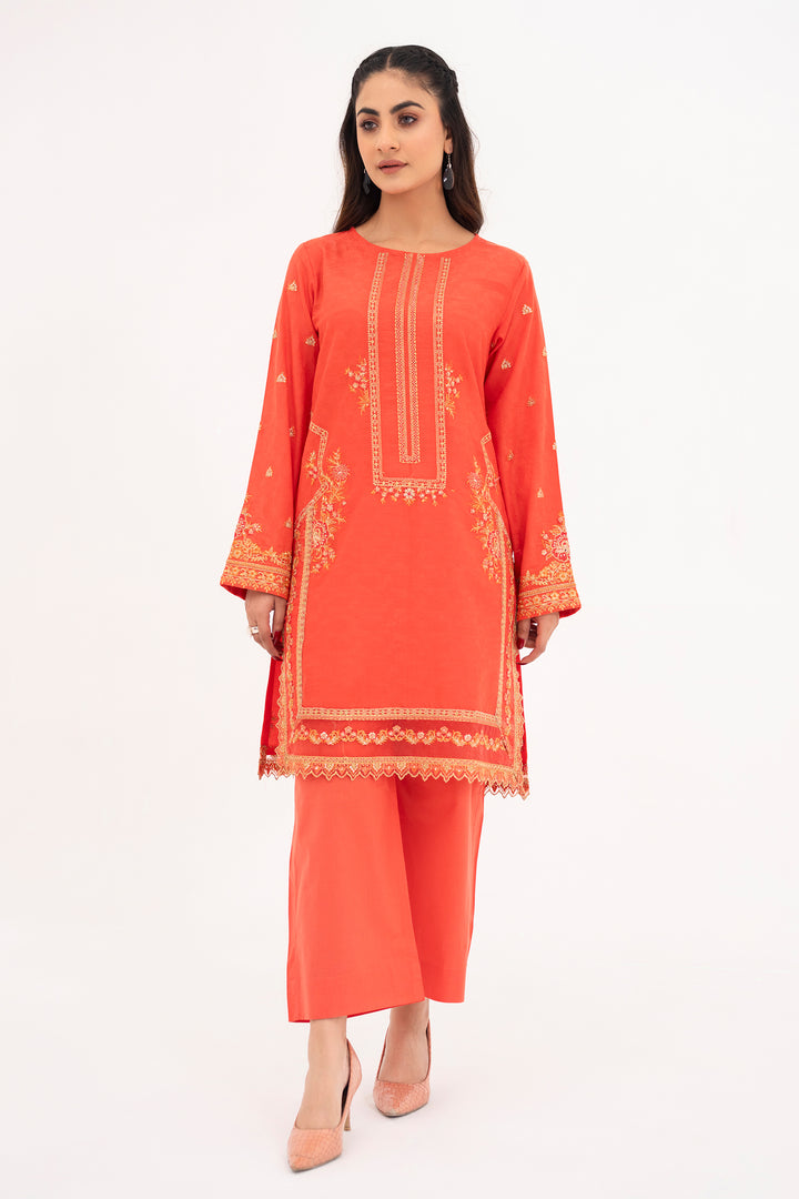 Tangerine Emberoidered Ready To Wear Shirt Trouser - SH0097