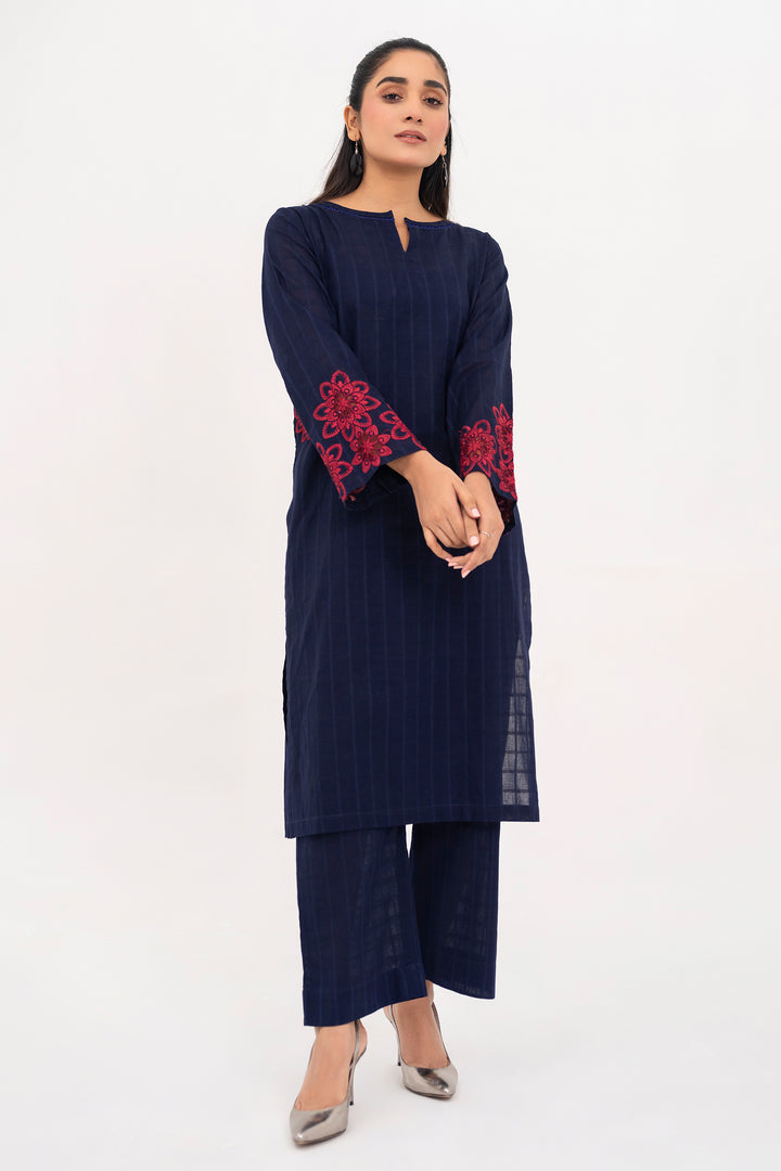 Navy Embroidered Ready To Wear Shirt Trouser - SH0310