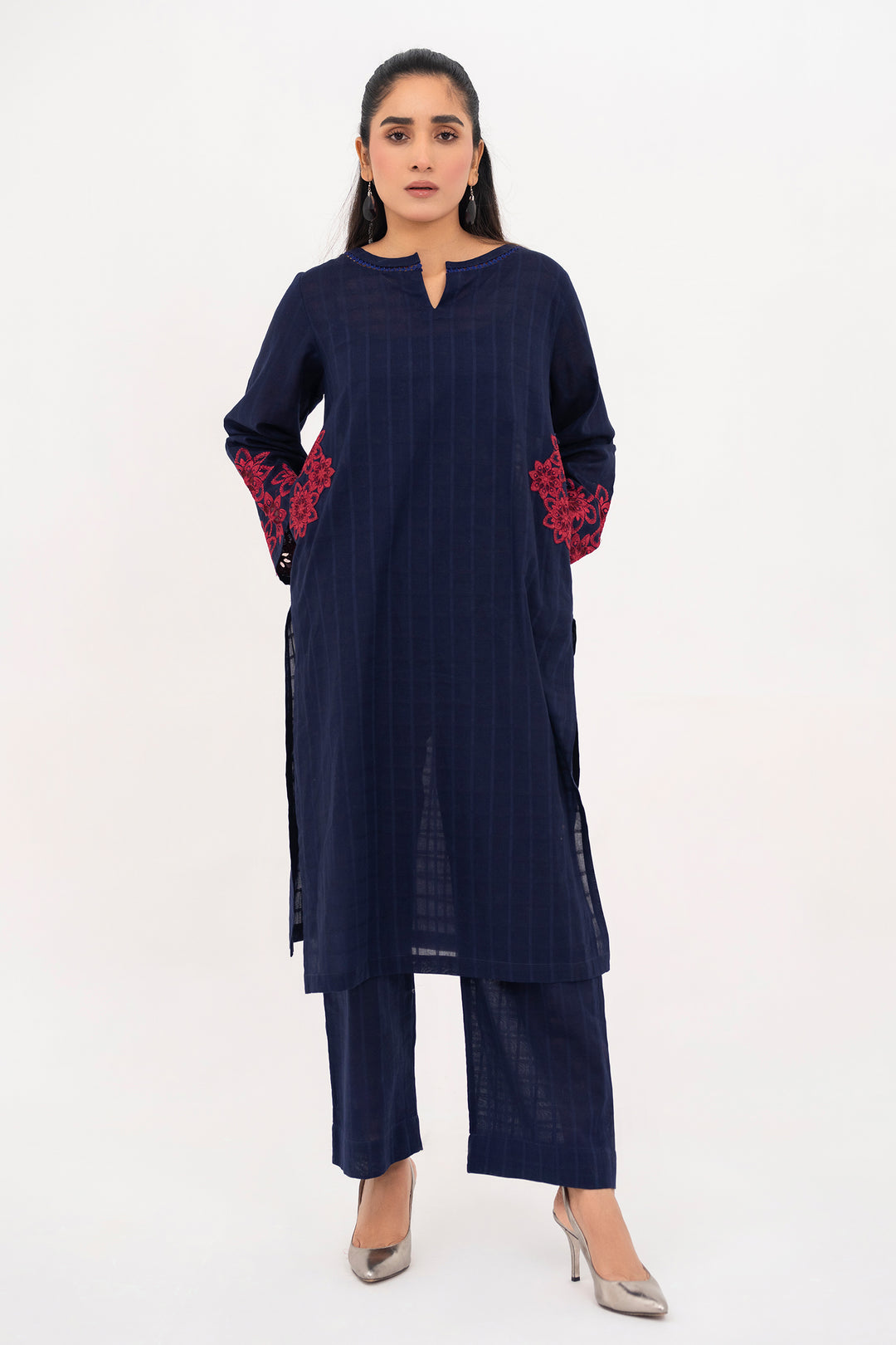 Navy Embroidered Ready To Wear Shirt Trouser - SH0310