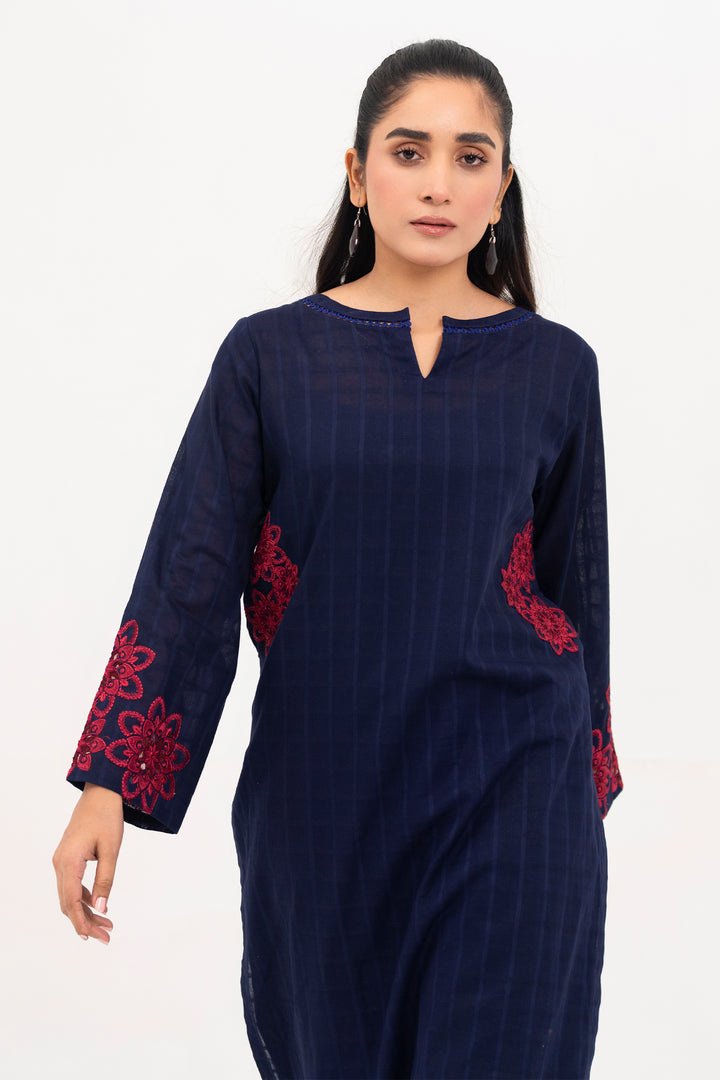 Navy Embroidered Ready To Wear Shirt Trouser - SH0310