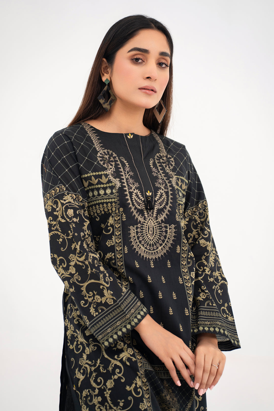 Charcoal Black Embroidered Ready to Wear - SH0058