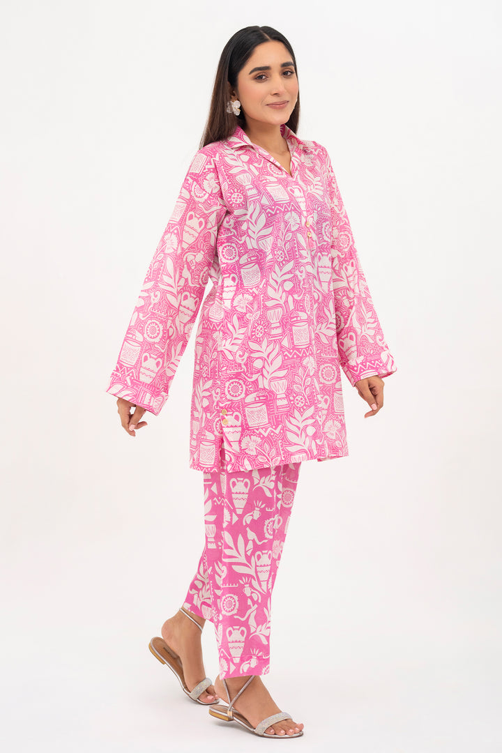 Pink printed Ready To Wear Shirt Trouser - SH0267