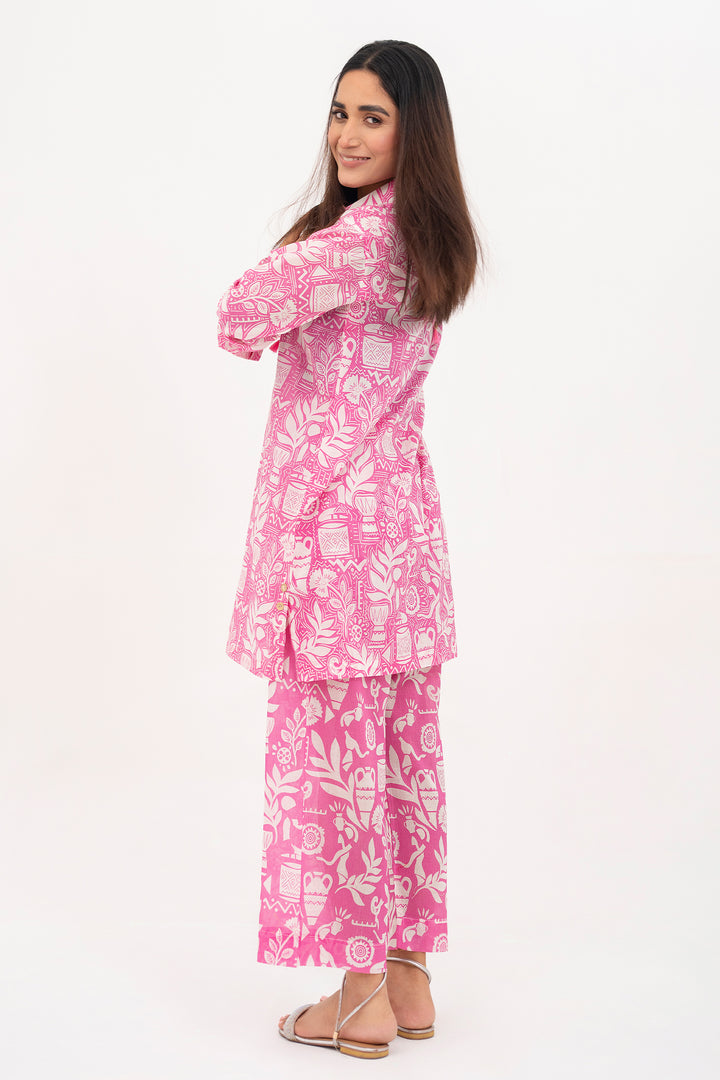 Pink printed Ready To Wear Shirt Trouser - SH0267