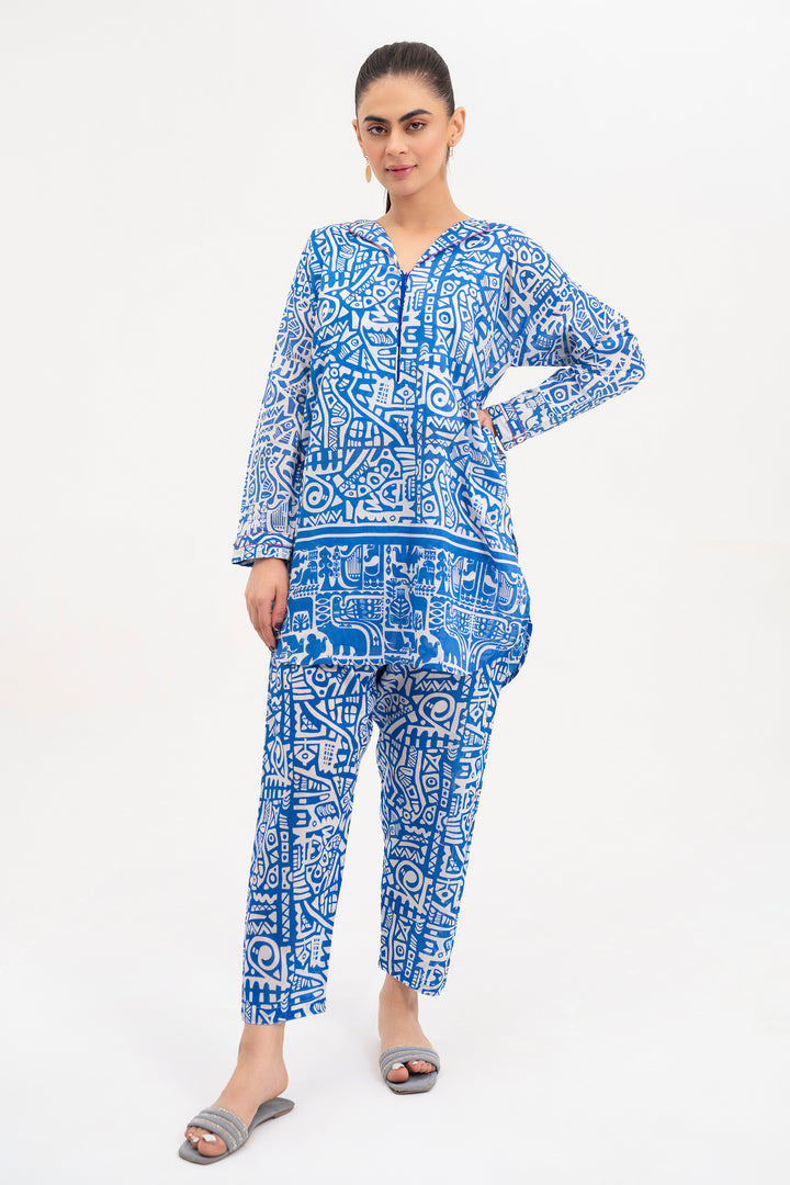 Blue printed Ready To Wear Shirt Trouser - SH0265