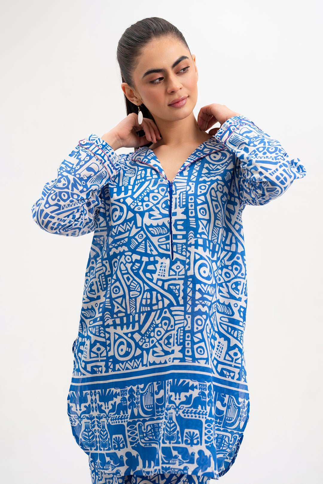 Blue printed Ready To Wear Shirt Trouser - SH0265