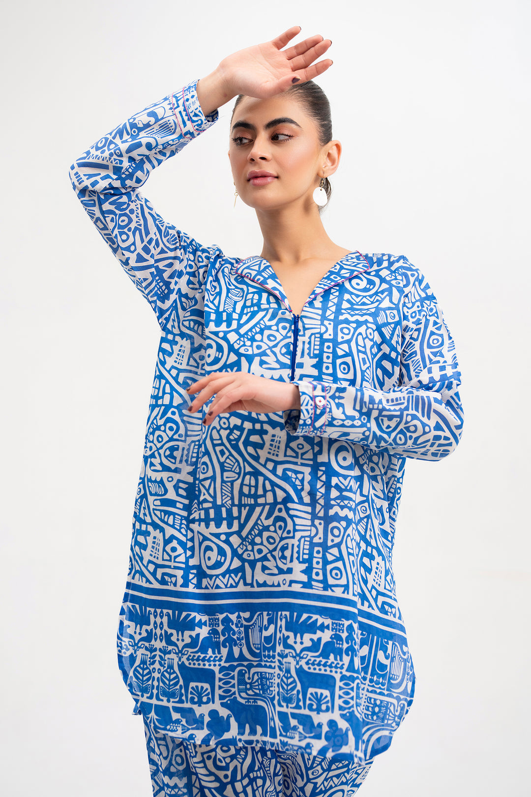 Blue printed Ready To Wear Shirt Trouser - SH0265