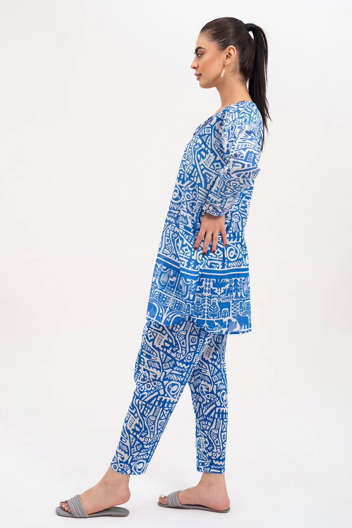 Blue printed Ready To Wear Shirt Trouser - SH0265