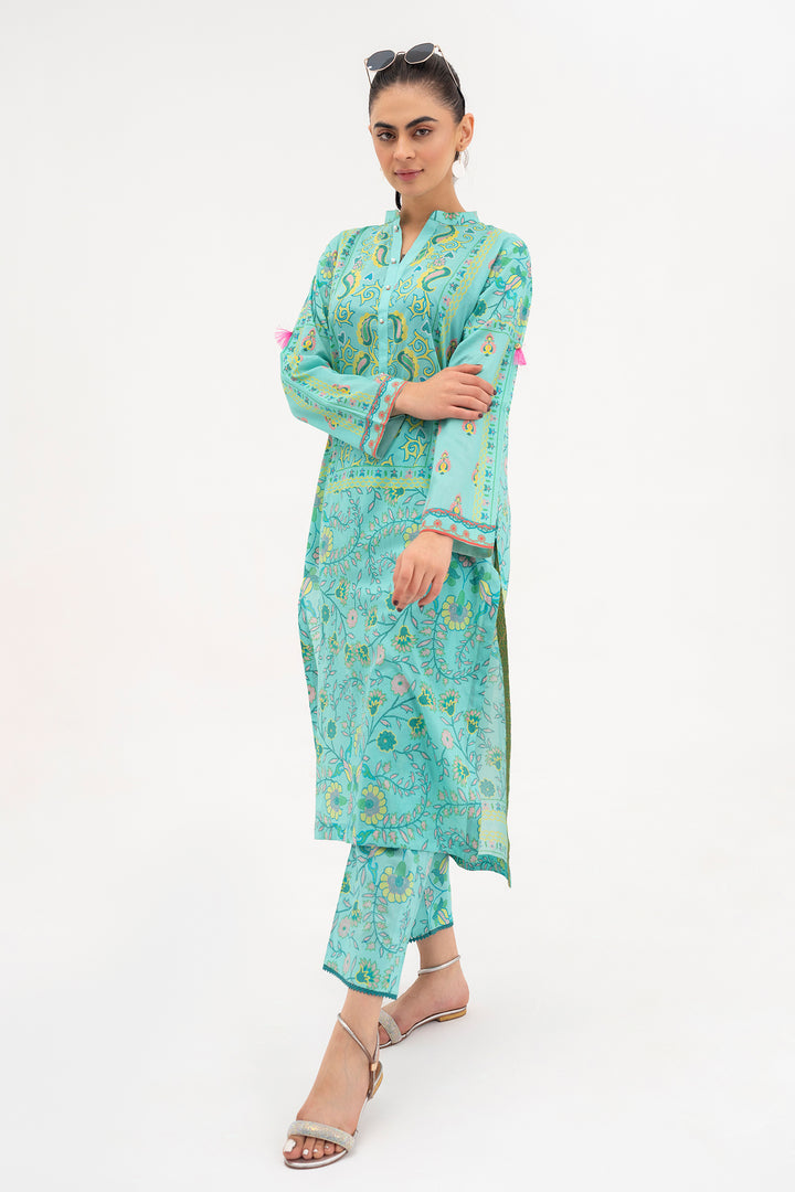 Turquoise Printed Ready to Wear - SH0091