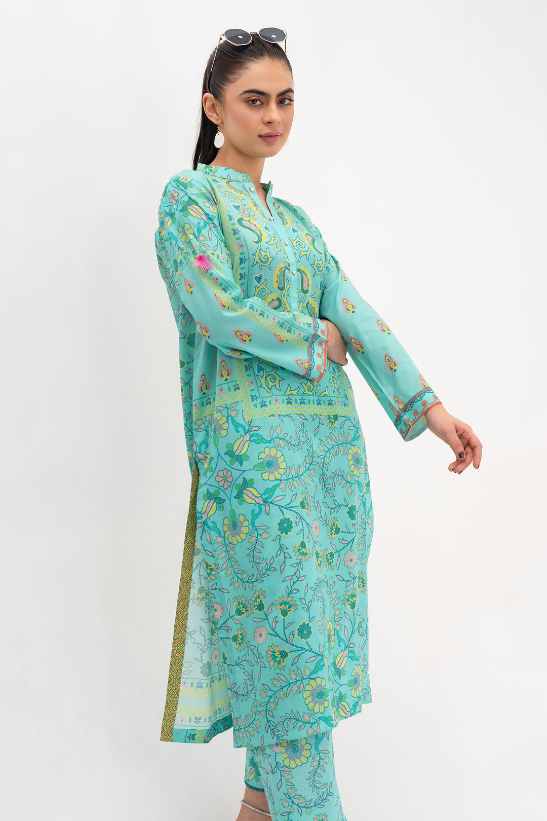 Turquoise Printed Ready to Wear - SH0091