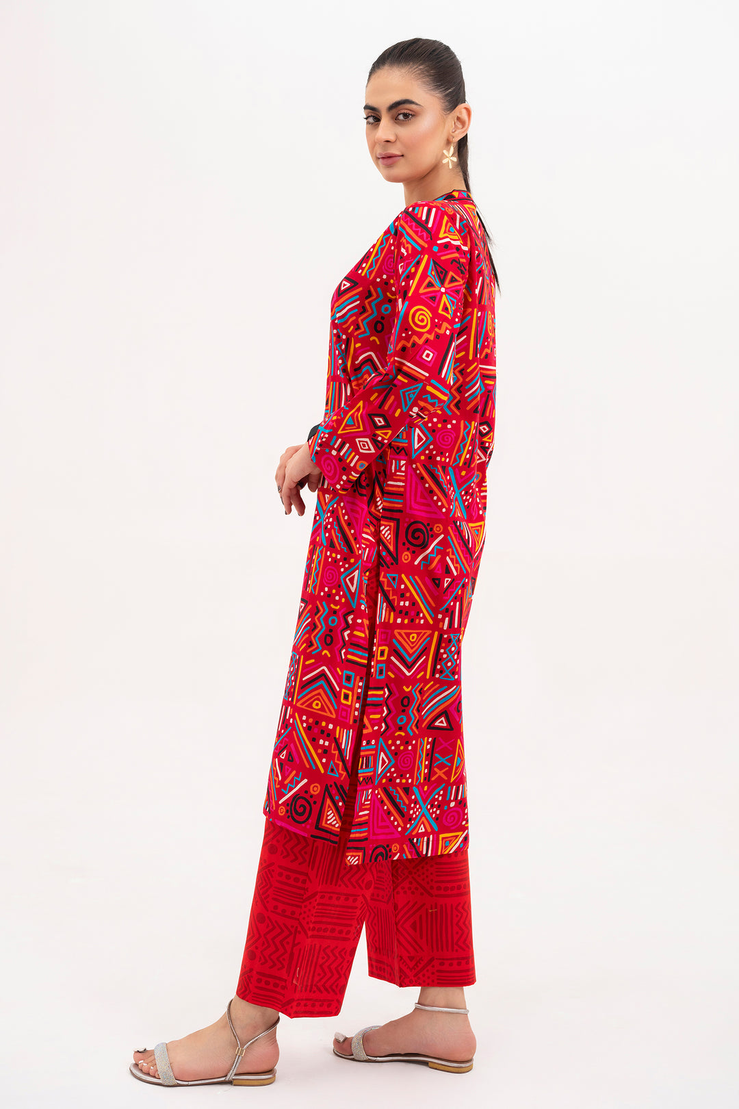 Scarlet Red Printed Ready to Wear - SH0285