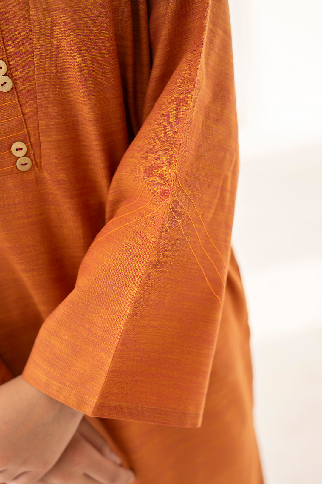 Rust Solid Plain Chambray 2-Pc Suit