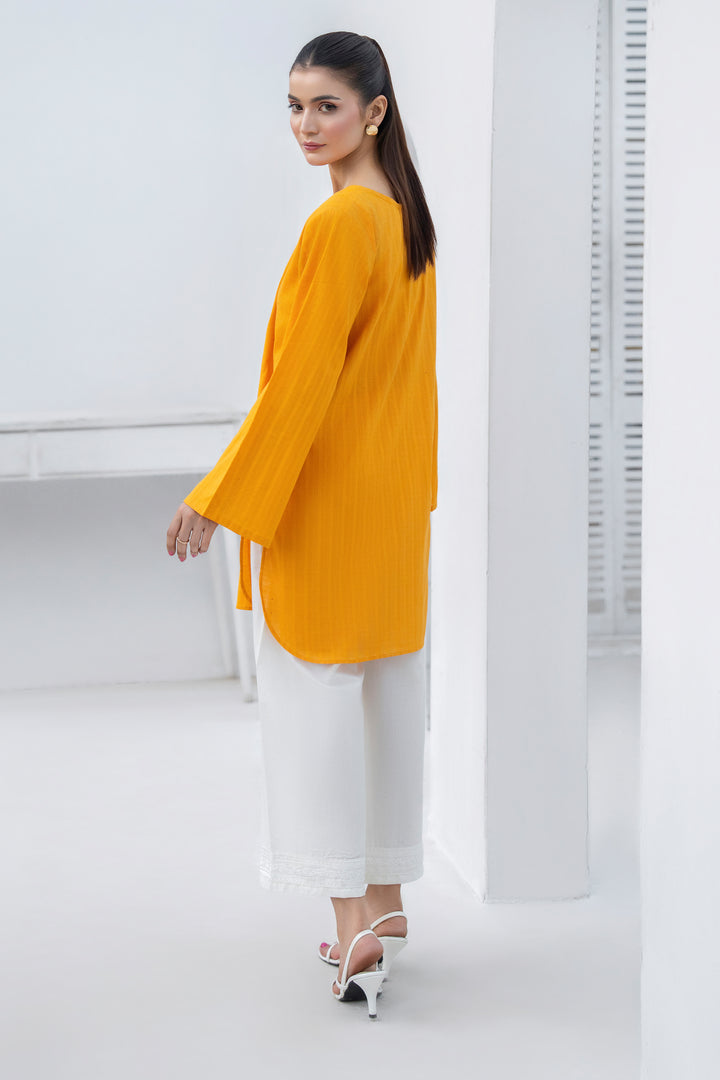 Mustard & White Slub by Slub | Cotton Embroidery 2PC Suit