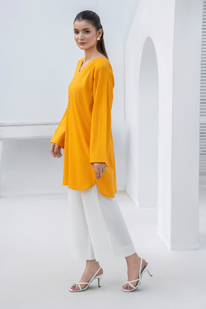 Mustard & White Slub by Slub | Cotton Embroidery 2PC Suit