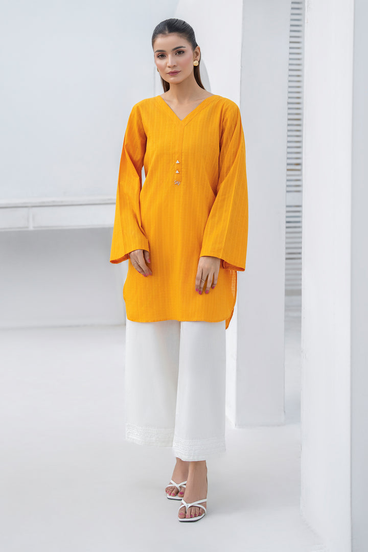 Mustard & White Slub by Slub | Cotton Embroidery 2PC Suit