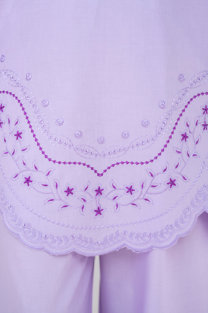 Lavender Embroidery Cotton 2PC Suit