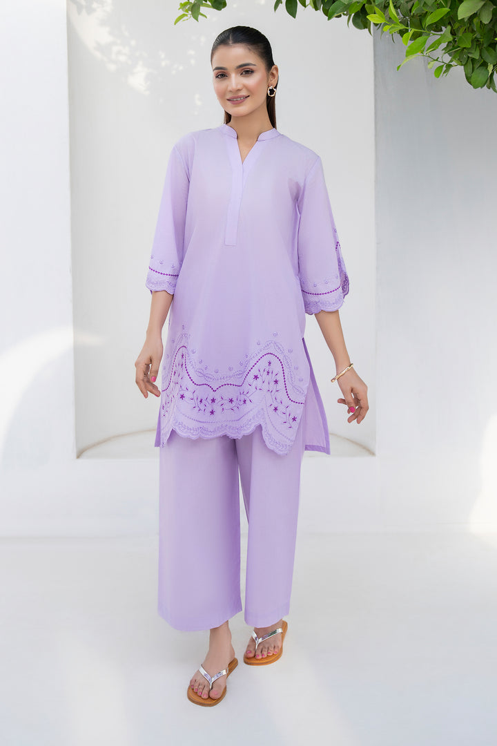 Lavender Embroidery Cotton 2PC Suit