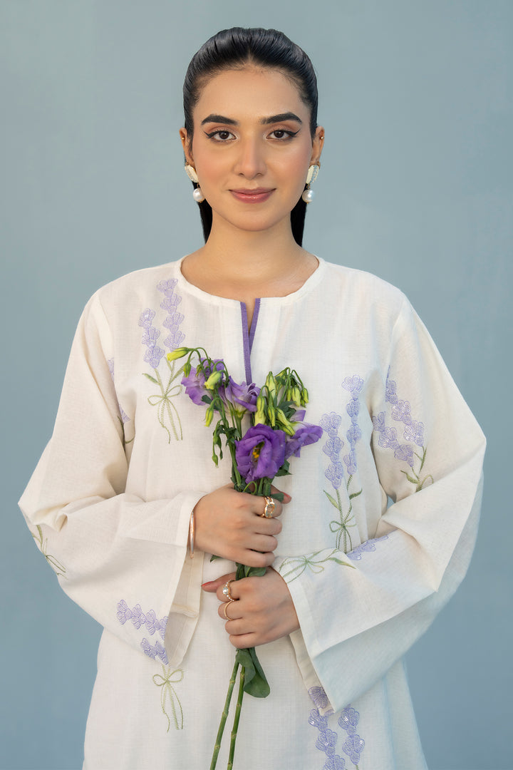 White Dobi Lawn Embroidery 3PC Suit