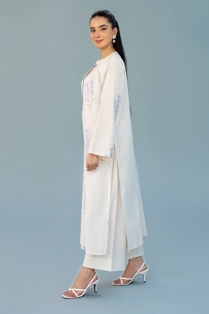 White Dobi Lawn Embroidery 3PC Suit