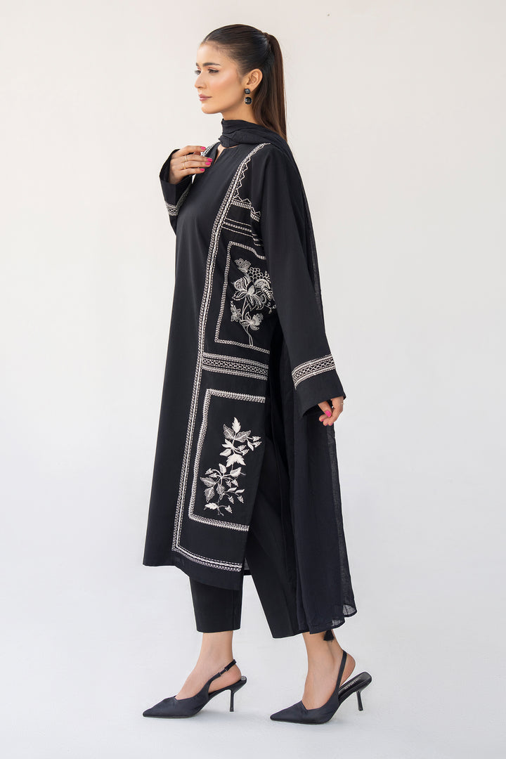 Black Dobi Lawn Embroidery 3PC Suit