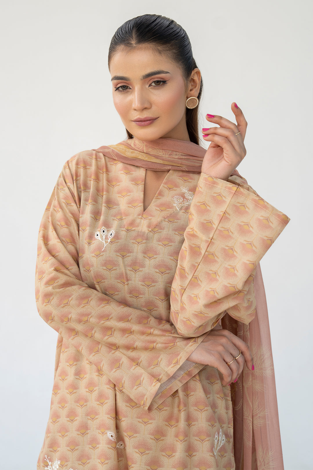 Brown Chikankari Suit 3PC Suit