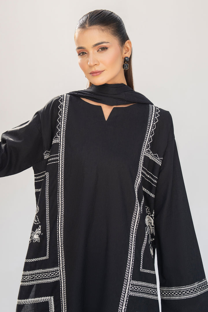 Black Dobi Lawn Embroidery 3PC Suit