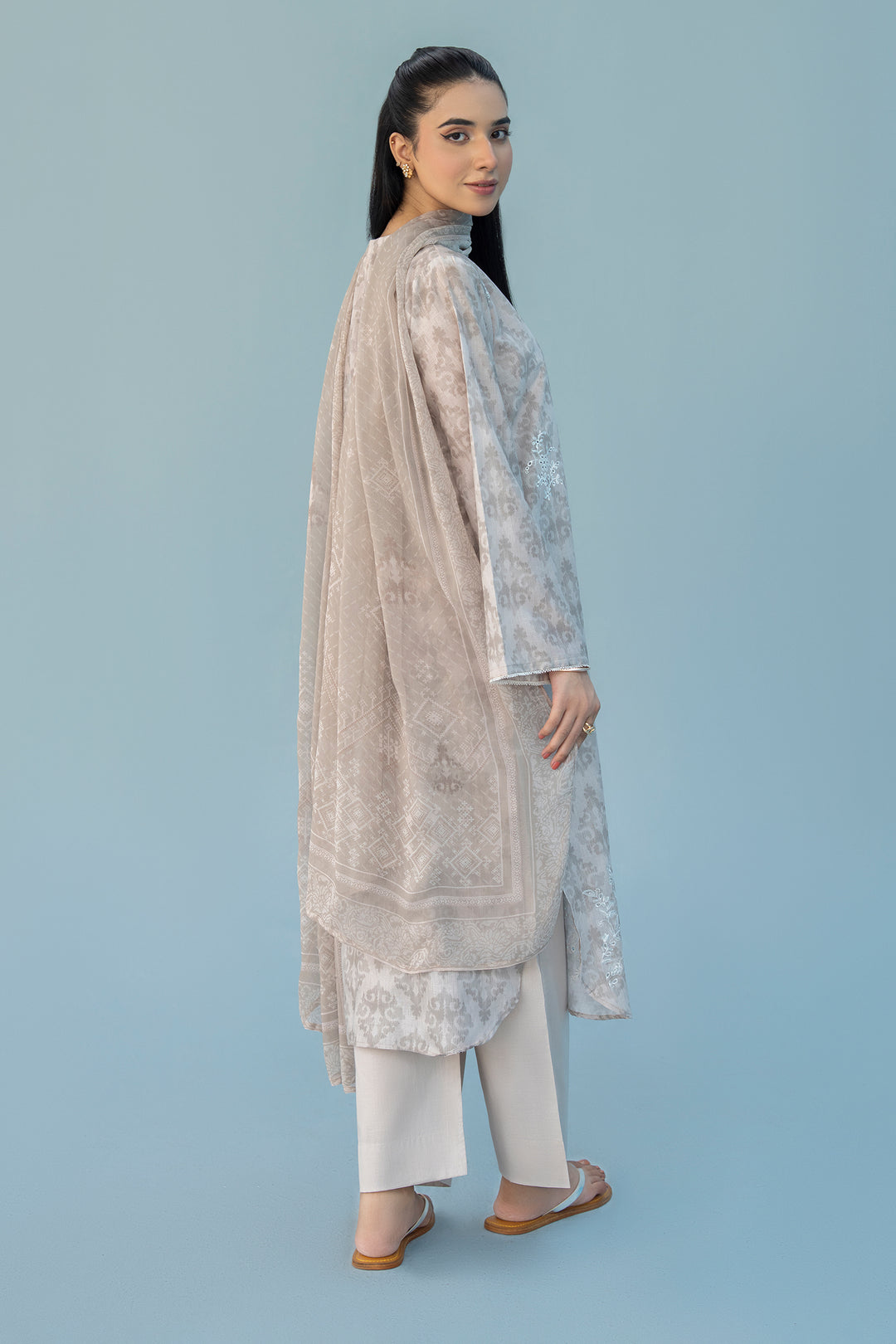 Grey Chikankari Suit 3PC Suit