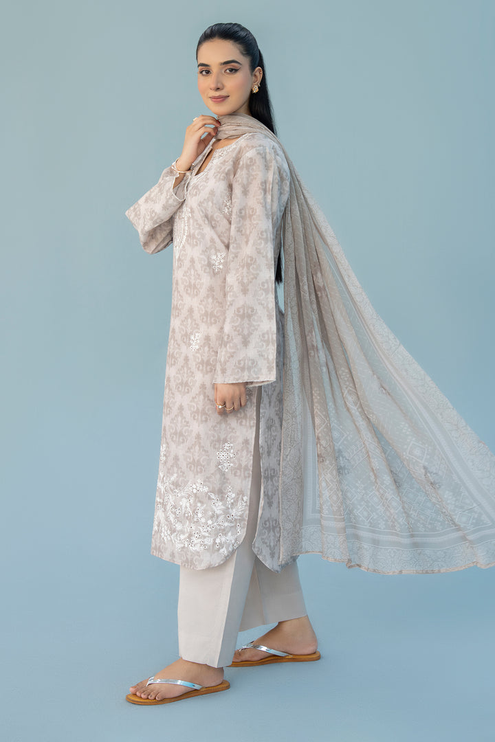 Grey Chikankari Suit 3PC Suit