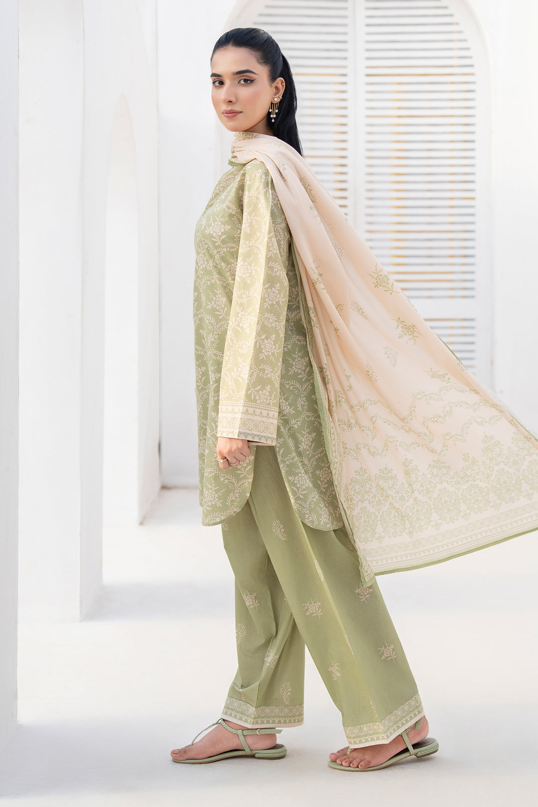 Light Green Digital Print Lawn 3PC Suit