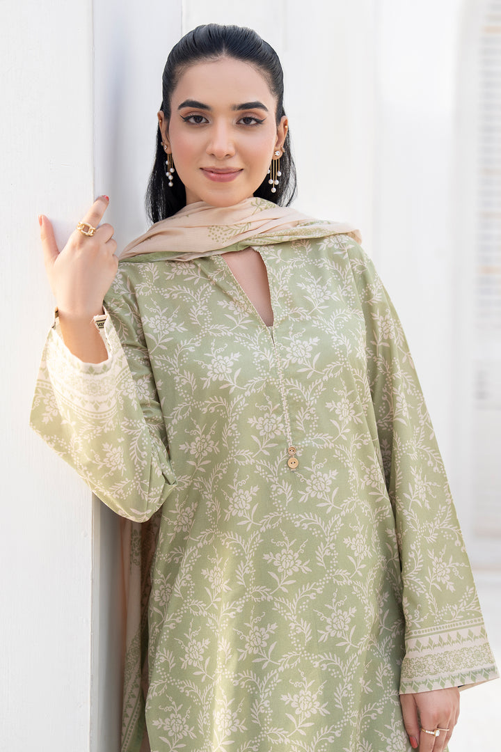 Light Green Digital Print Lawn 3PC Suit