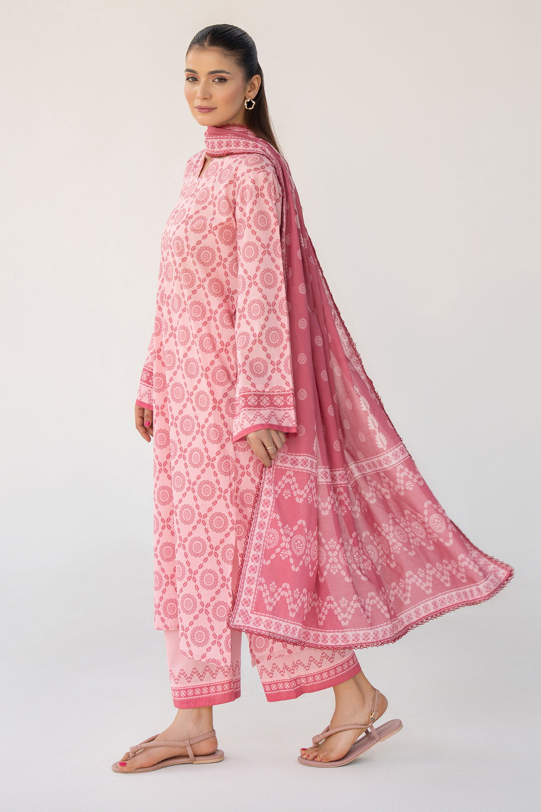 Pink Digital Print Lawn 3PC Suit