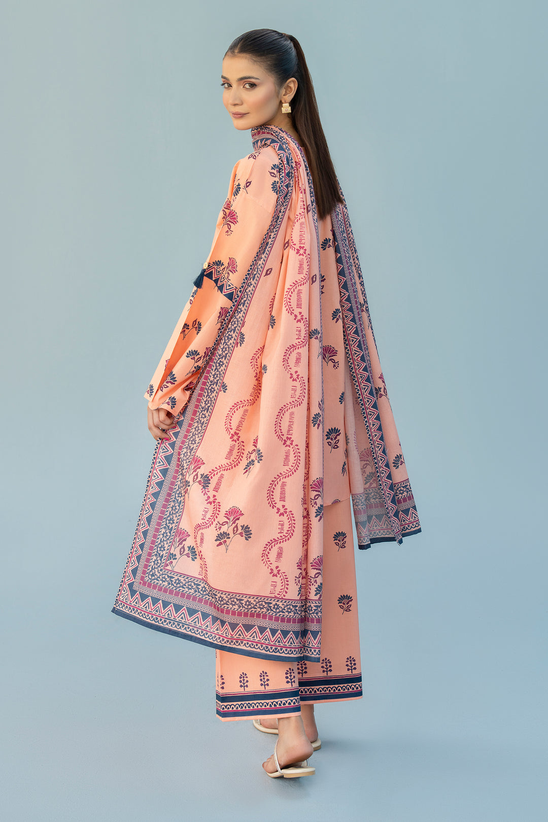 Peach Digital Print Lawn 3PC Suit
