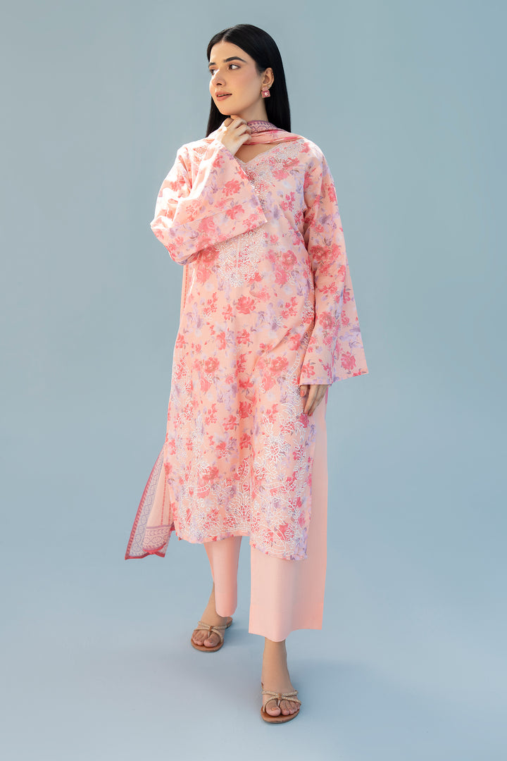 Peach Chikankari Suit 3PC Suit