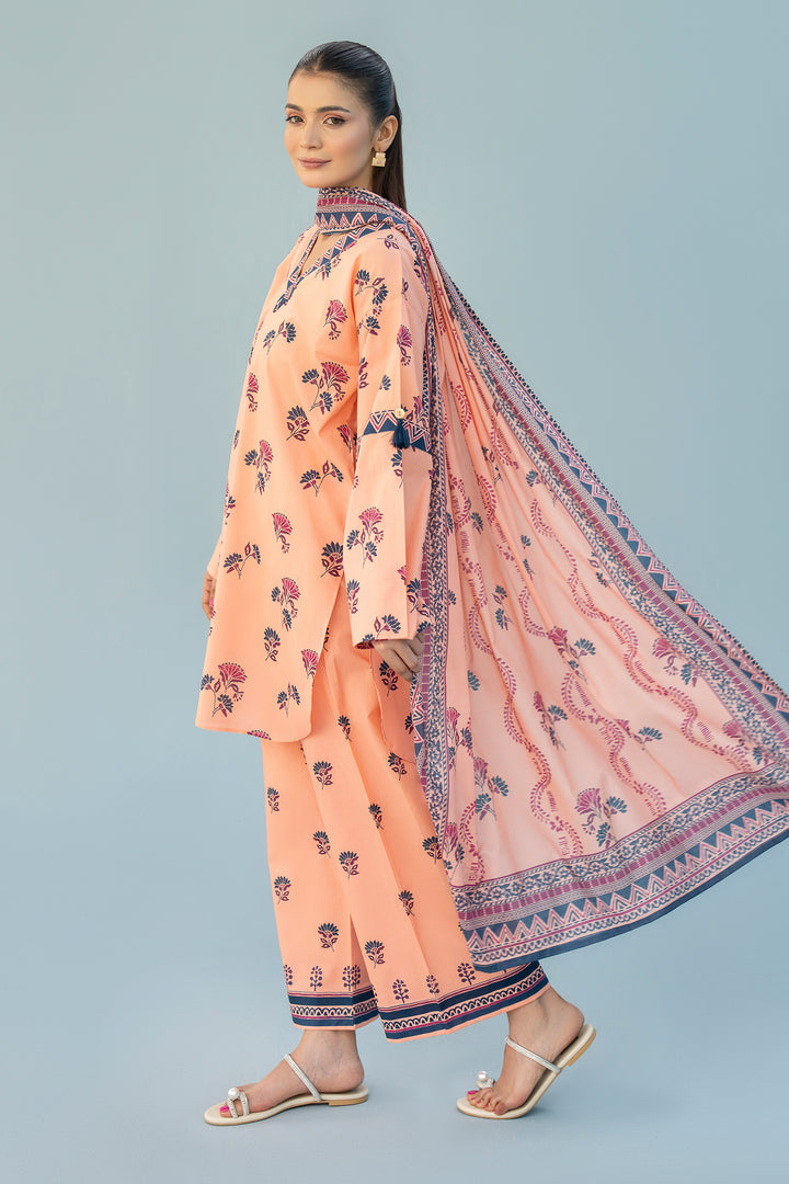 Peach Digital Print Lawn 3PC Suit