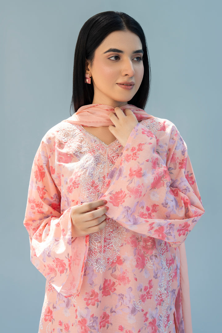Peach Chikankari Suit 3PC Suit