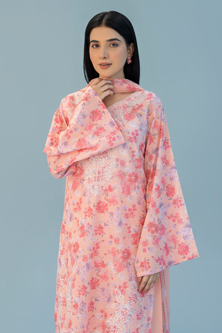 Peach Chikankari Suit 3PC Suit