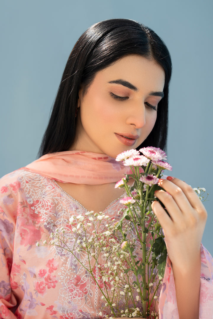 Peach Chikankari Suit 3PC Suit